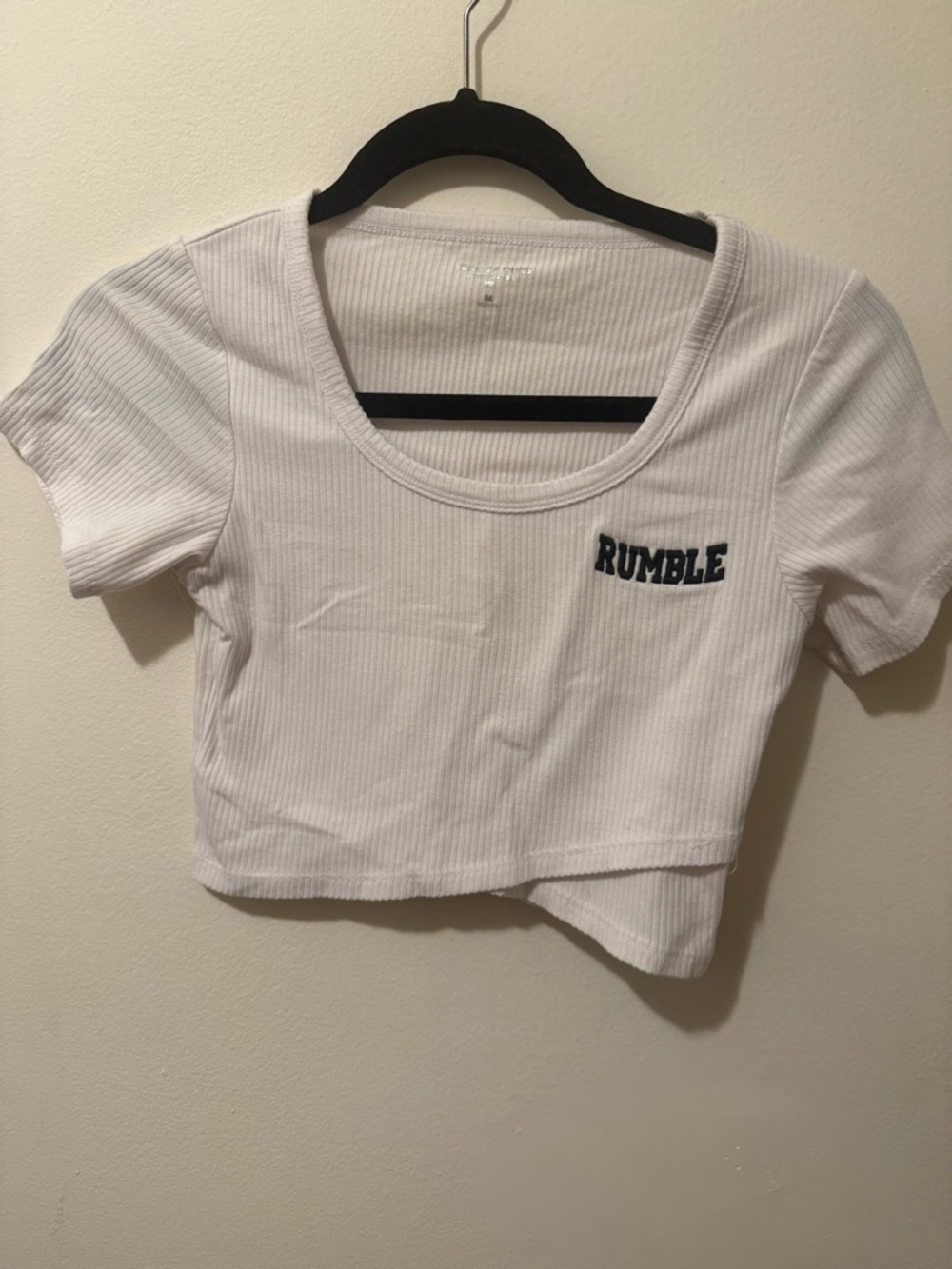 Rumble Scoop Neck White Ribbed Crop Top - Women